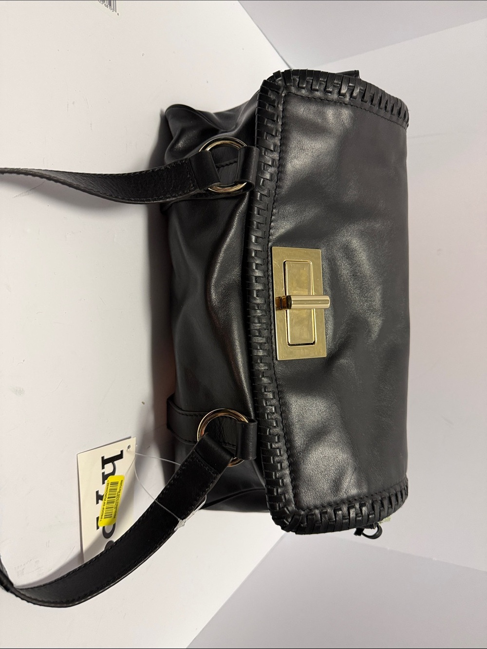 Hype Black Shoulder Bag with Gold Turn-Lock